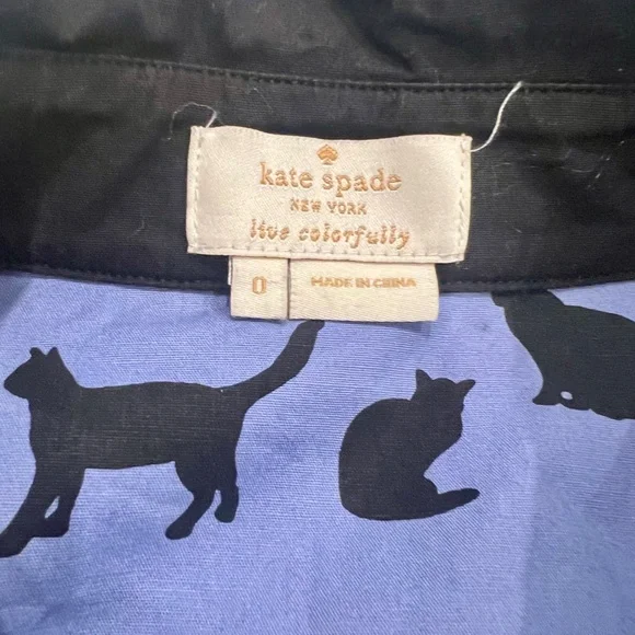 Kate Spade Cats and Cream Collared Shirt 0 XS - Picture 7 of 8